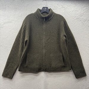 Eileen Fisher Ribbed Wool Blend Sweater Full Zip Textured Knit Women’s Size M